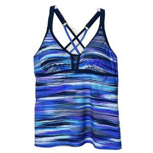 Free Country Blue and Purple Swim Top Size L 12/14